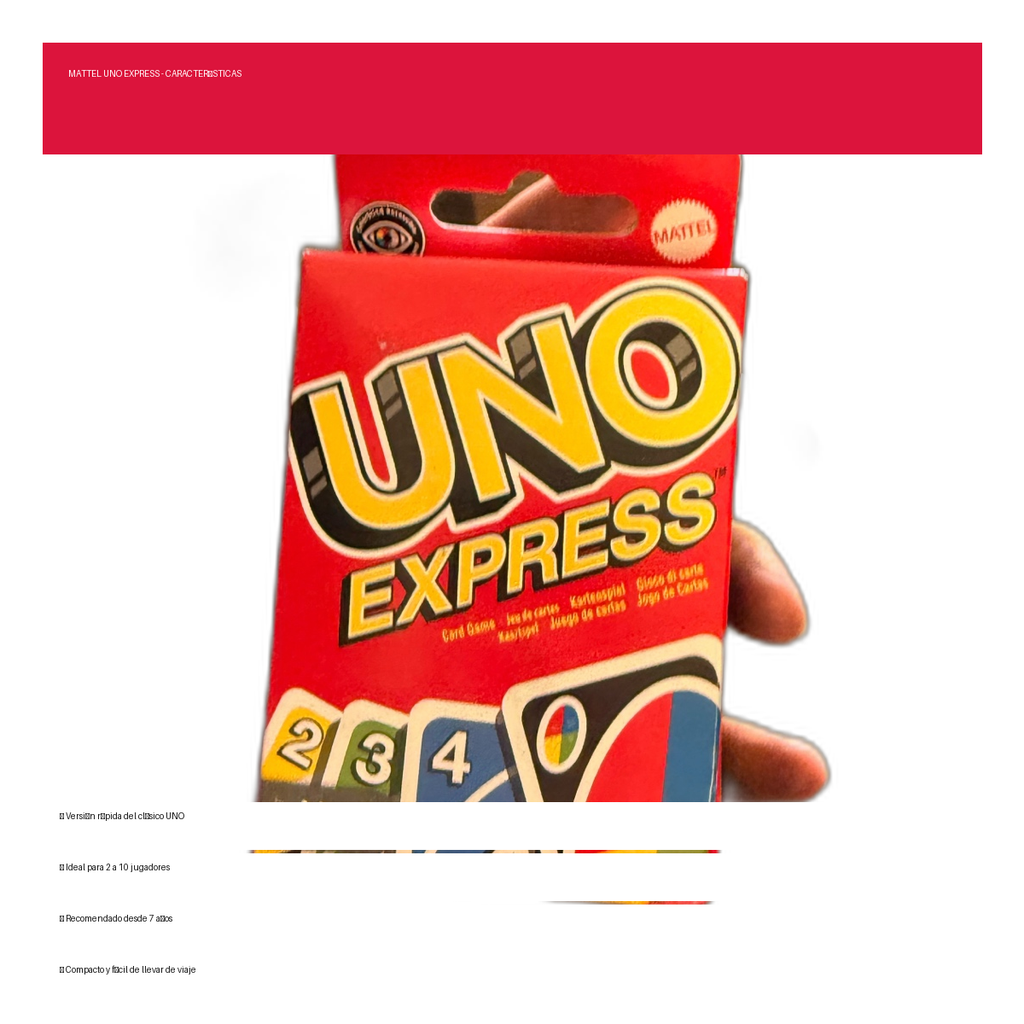 Mattel UNO Express Juego de Cartas
