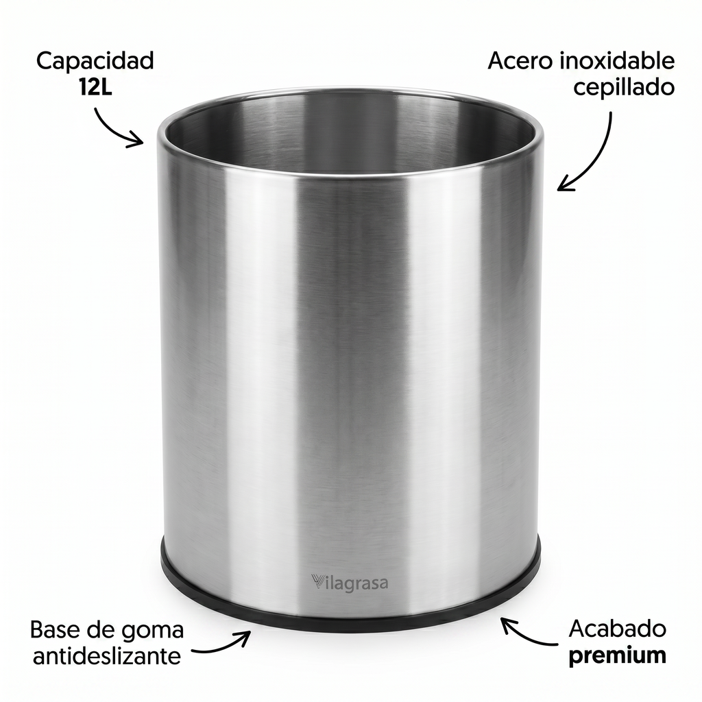 Papelera de Oficina Vilagrasa BAS-1007 — 1007 Inox 12 Litros