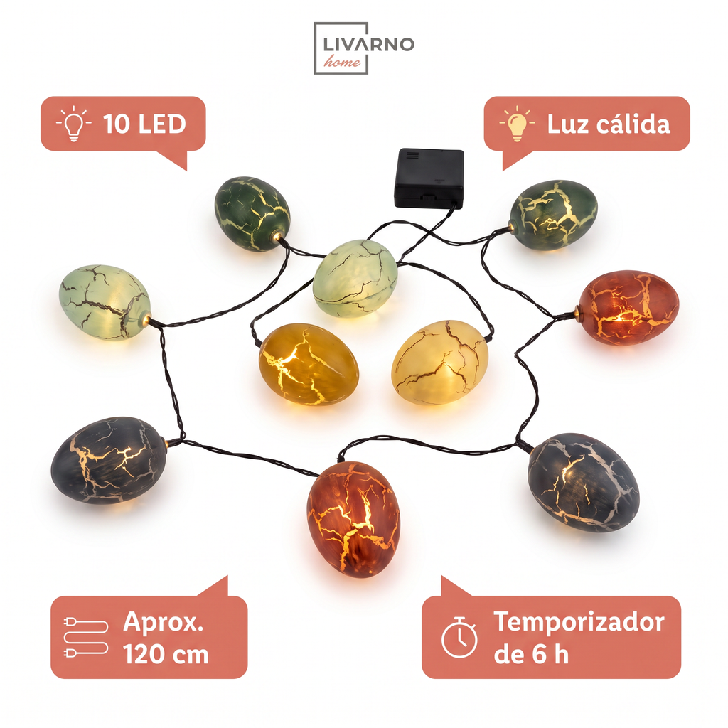 Livarno Home Cadena 10 Luces LED Diseño Huevos