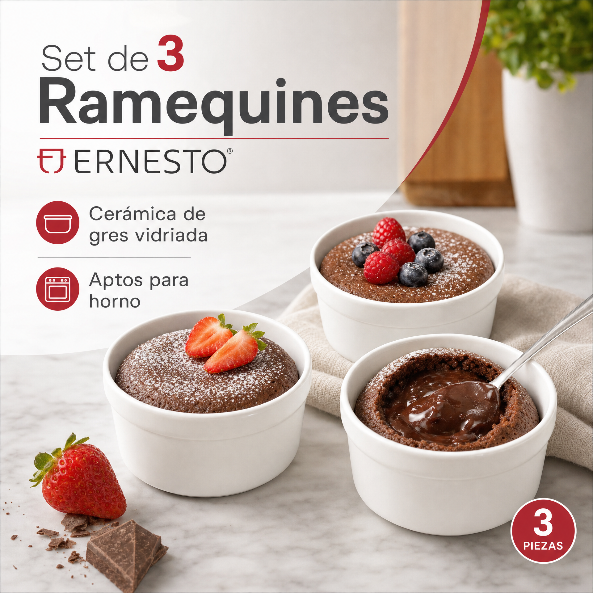 Set de 3 Ramequines ERNESTO de Cerámica de Gres