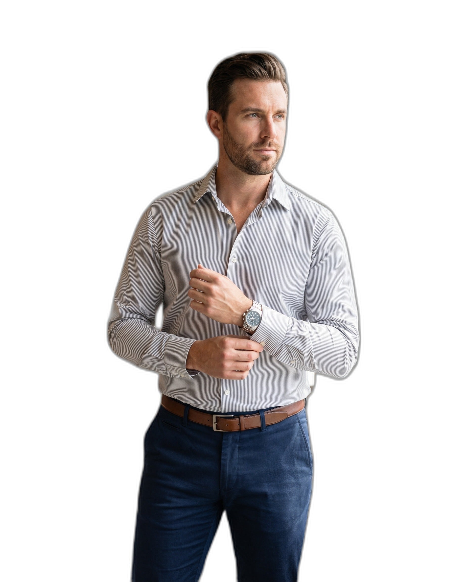 Camisa Hombre Royal Class Selection — Rayas Grises