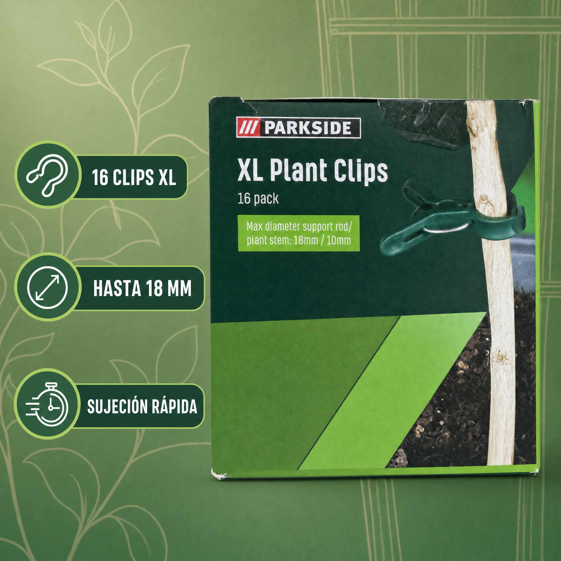 Parkside Clips XL para Plantas, Pack de 16