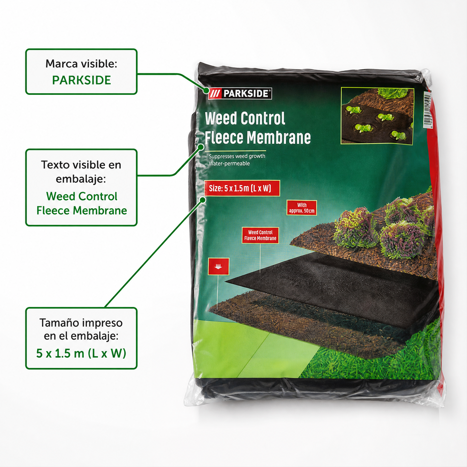PARKSIDE Membrana antihierbas fleece 5 x 1,5 m