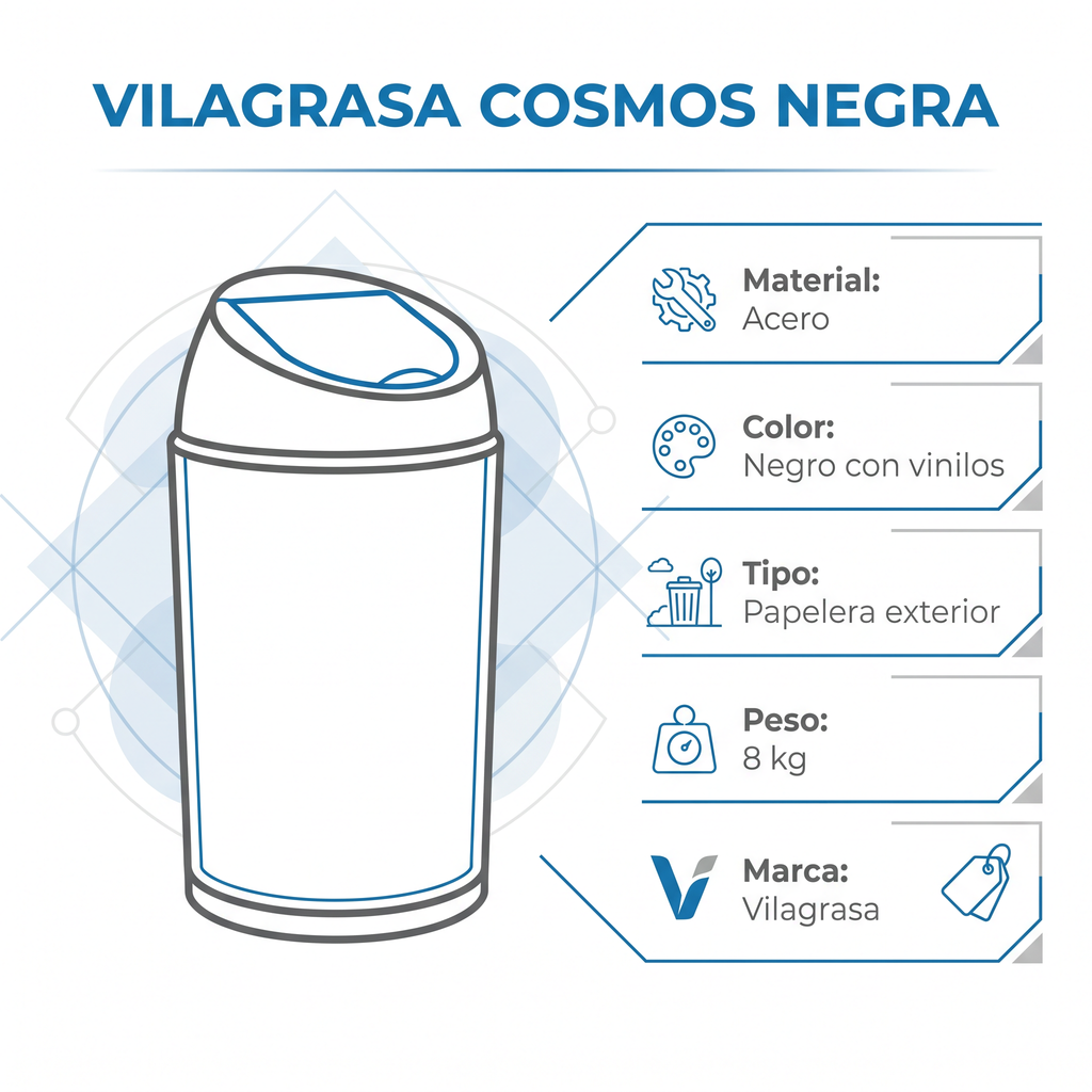 Papelera Exterior Vilagrasa COSMOS NEGRA — Peplera Cosmos Negra Con Vinilos