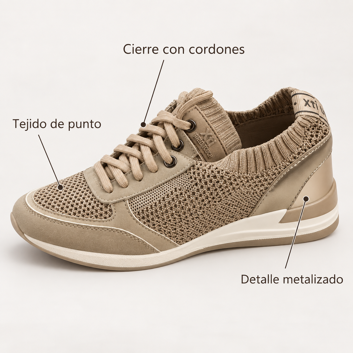 Características de las zapatillas Xti 140092 beige de punto