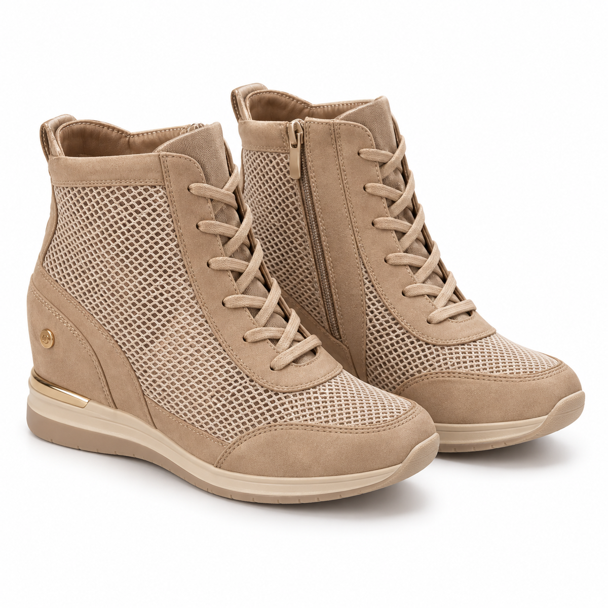 Botines de Cuña Xti 141043 Beige con Rejilla para Mujer