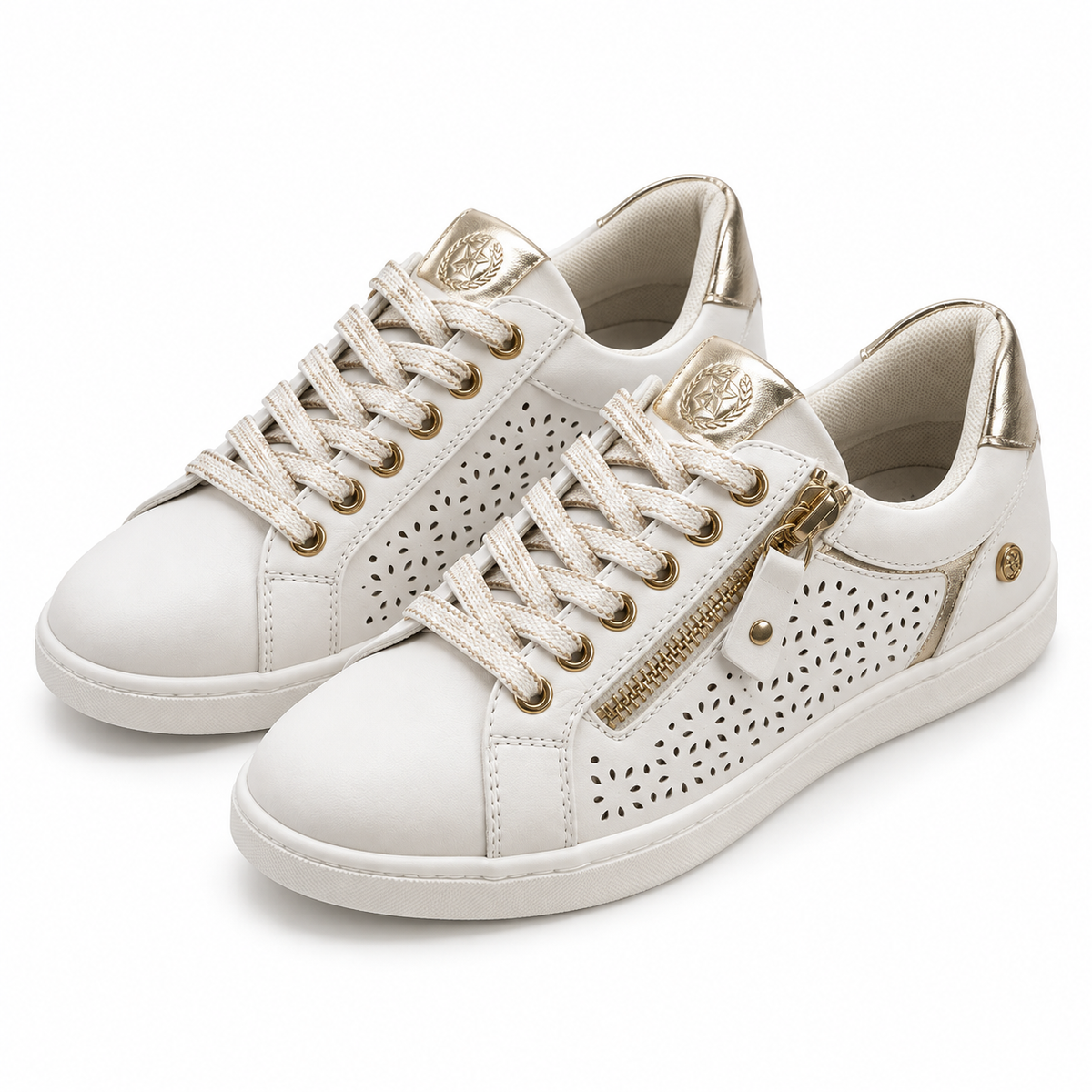 Zapatillas Xti 143624 blancas con detalles dorados, vista de producto