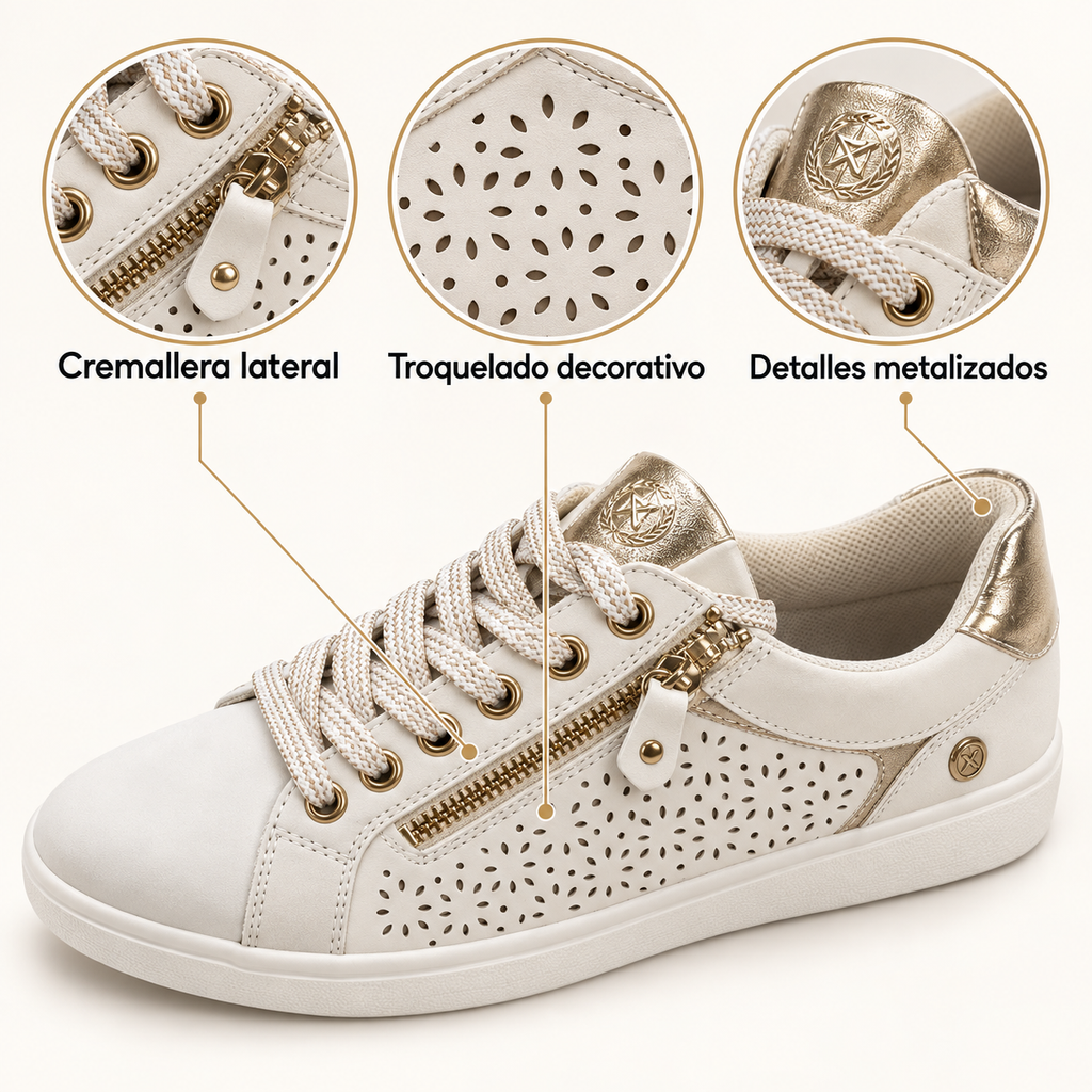 Zapatillas Xti 143624 blancas con detalles dorados, características