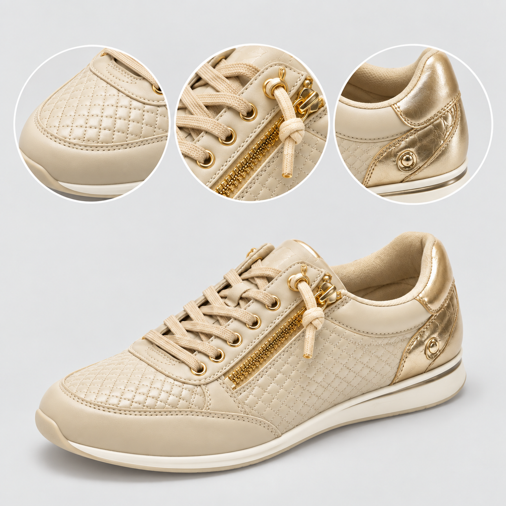 Detalles de las zapatillas Xti 145448 beige y doradas