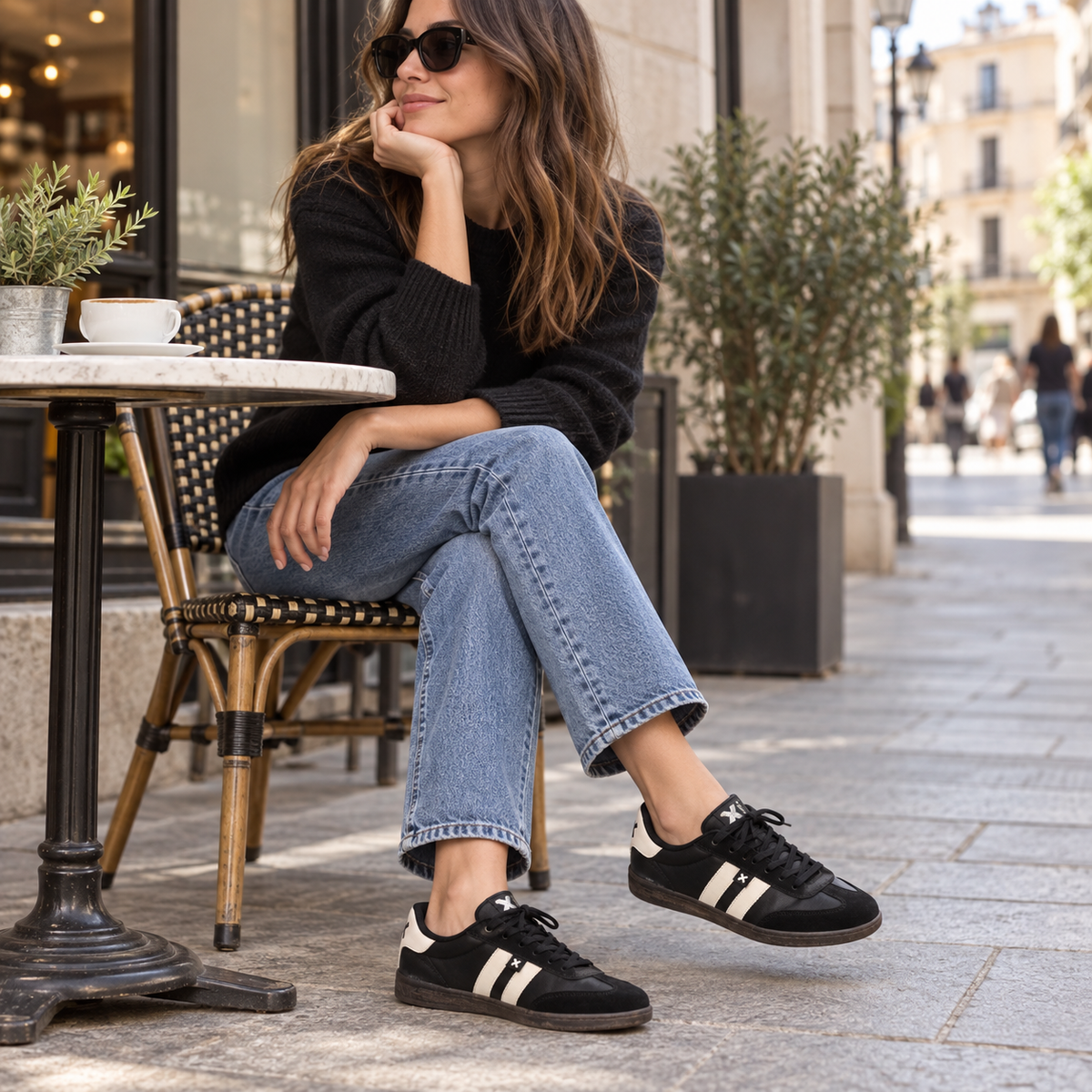 Zapatillas Xti negras con detalles crudos, imagen lifestyle