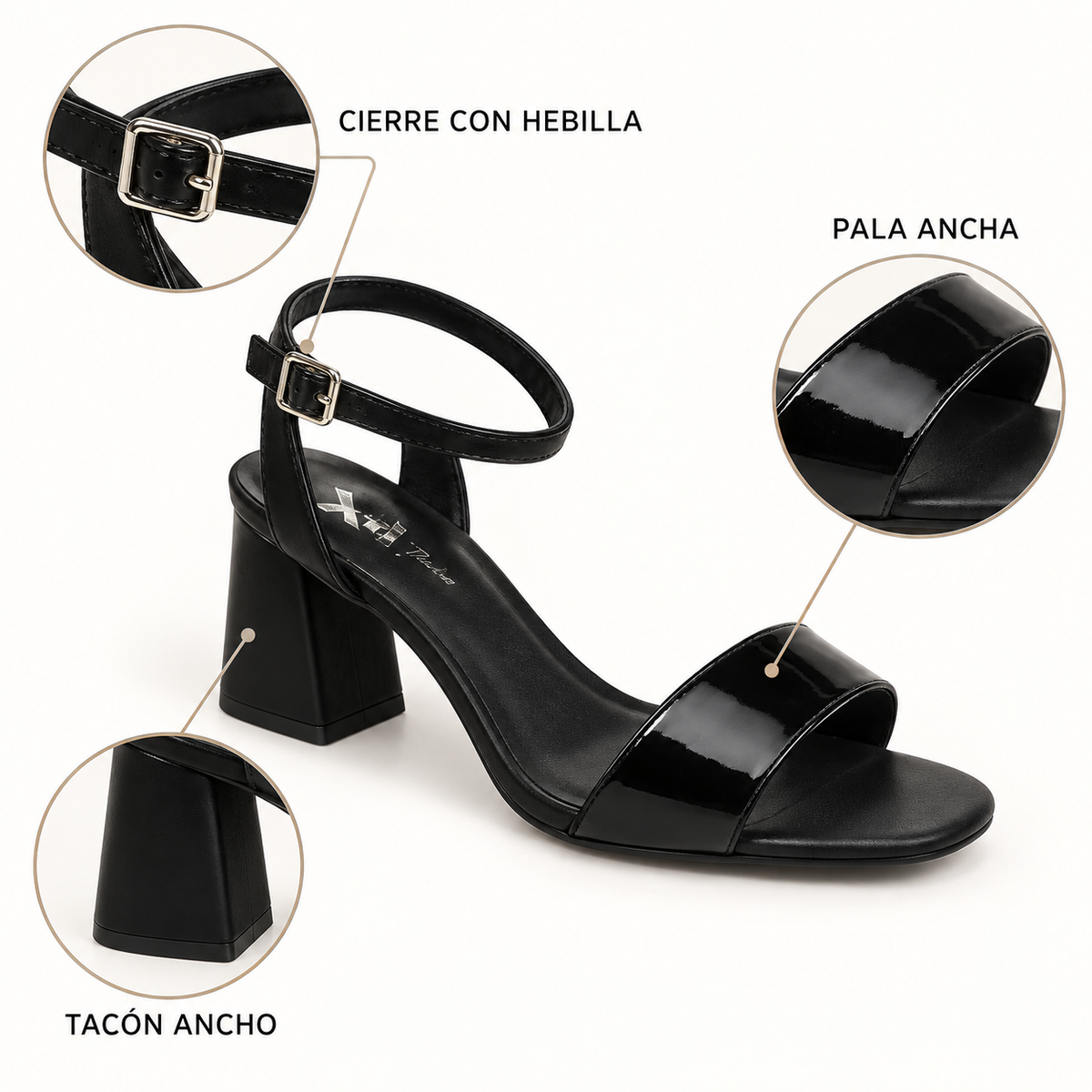 Detalles de las sandalias Xti 17005 negras