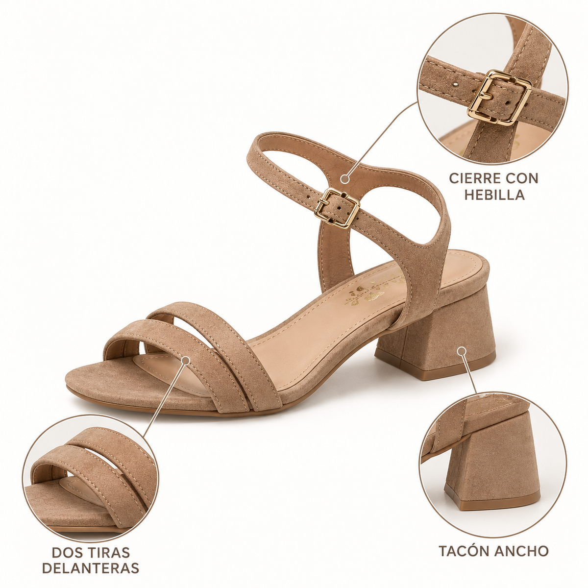 Detalles de las sandalias Xti 17006 beige