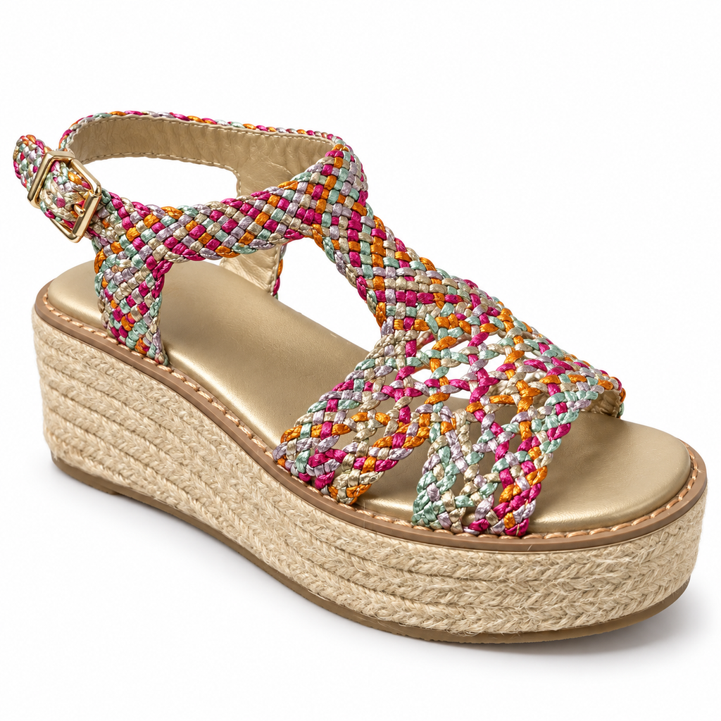 Sandalia Xti Trenzada Multicolor con Plataforma Mujer, vista principal