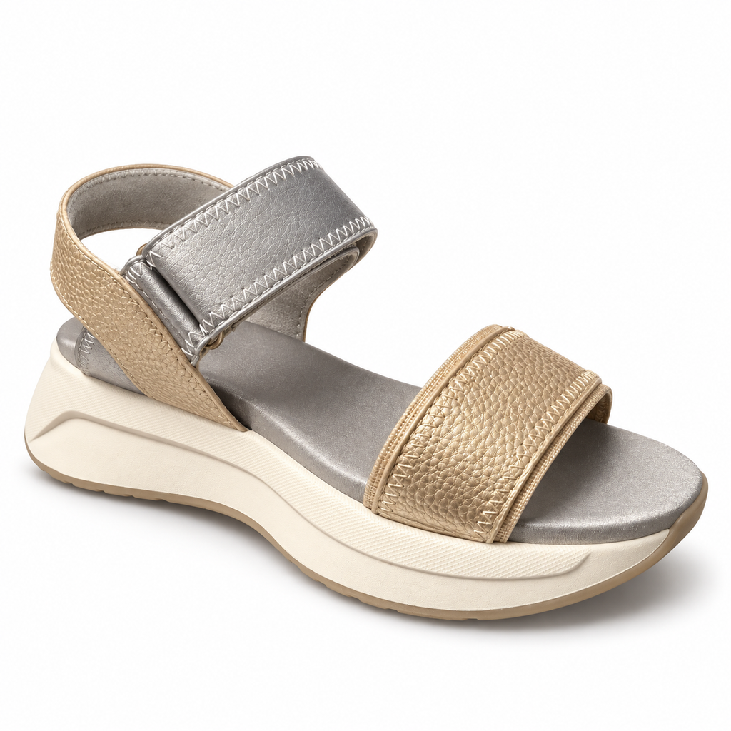 Sandalia Deportiva Xti Metalizada Oro y Plata Mujer, vista principal