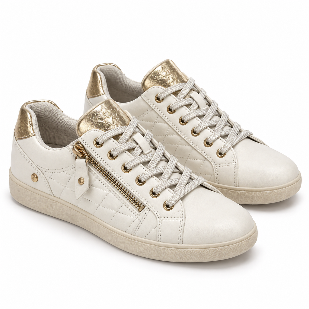 Zapatillas Xti 144413 blancas con detalles dorados sobre fondo blanco