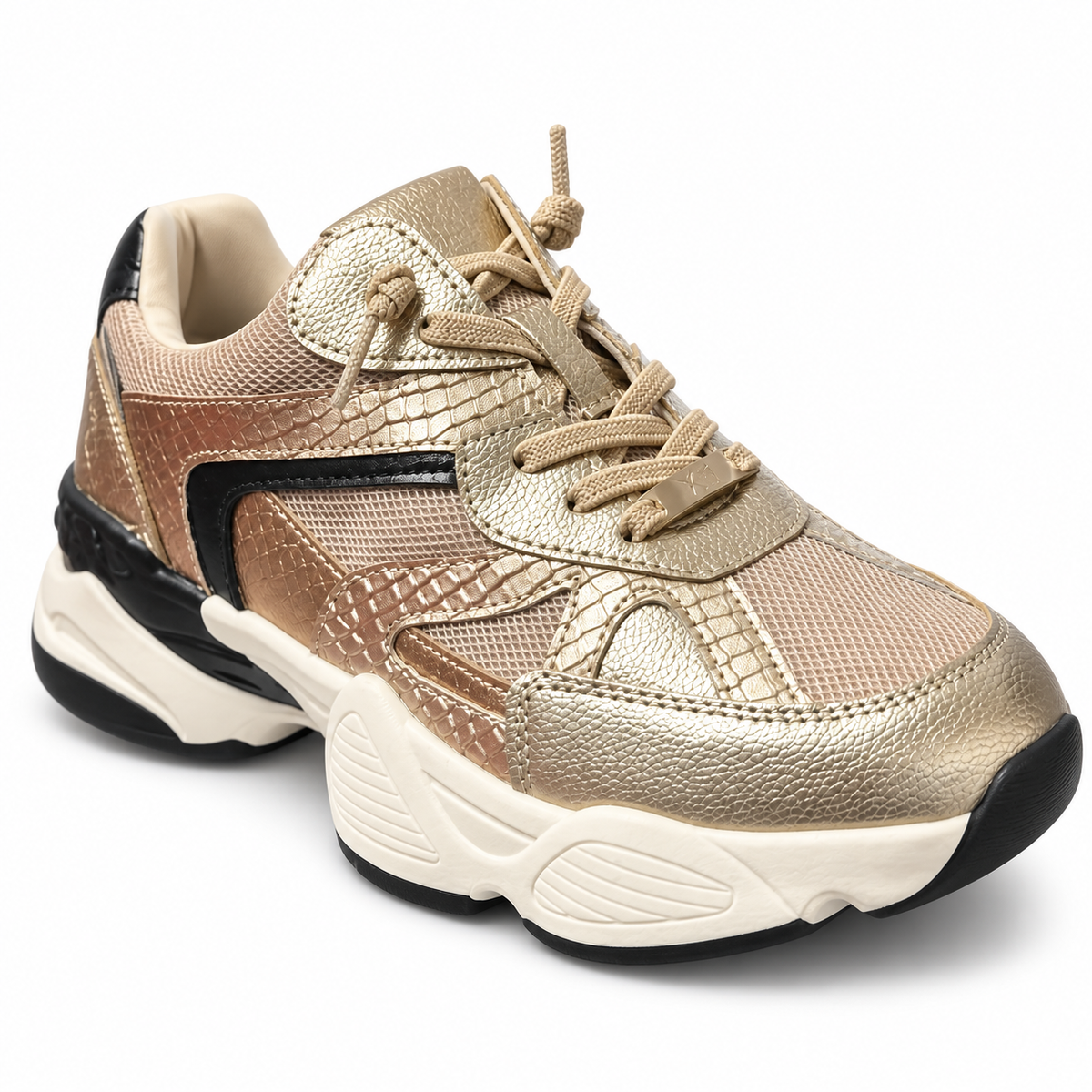 Zapatilla Xti Chunky Metalizada Oro y Negro Mujer, vista principal