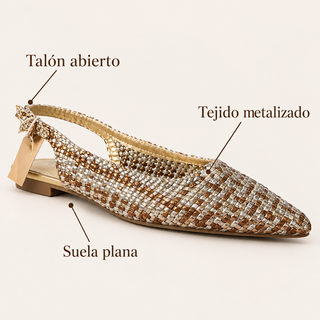 Bailarina Xti Trenzada Metalizada Oro y Plata Mujer, características