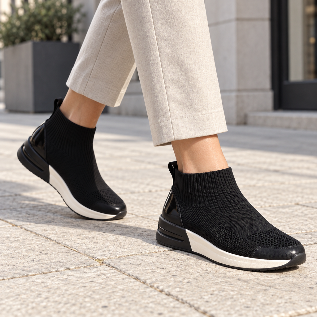 Zapatillas Xti 43863 negras tipo calcetín en uso