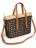 Bolso Xti beige con entramado negro y asas camel · principal