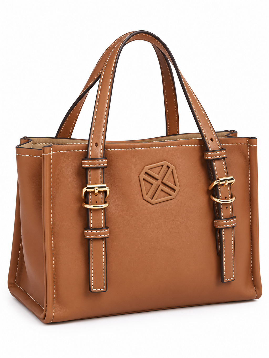 Bolso Xti camel con doble asa y hebillas doradas · principal