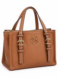 Bolso Xti camel con doble asa y hebillas doradas · principal