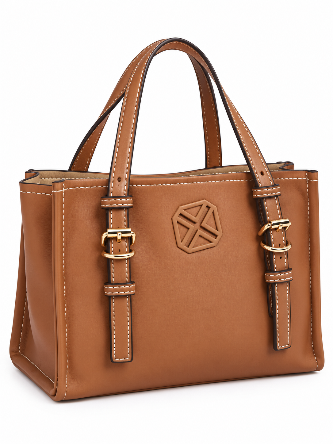 Bolso Xti camel con doble asa y hebillas doradas · principal