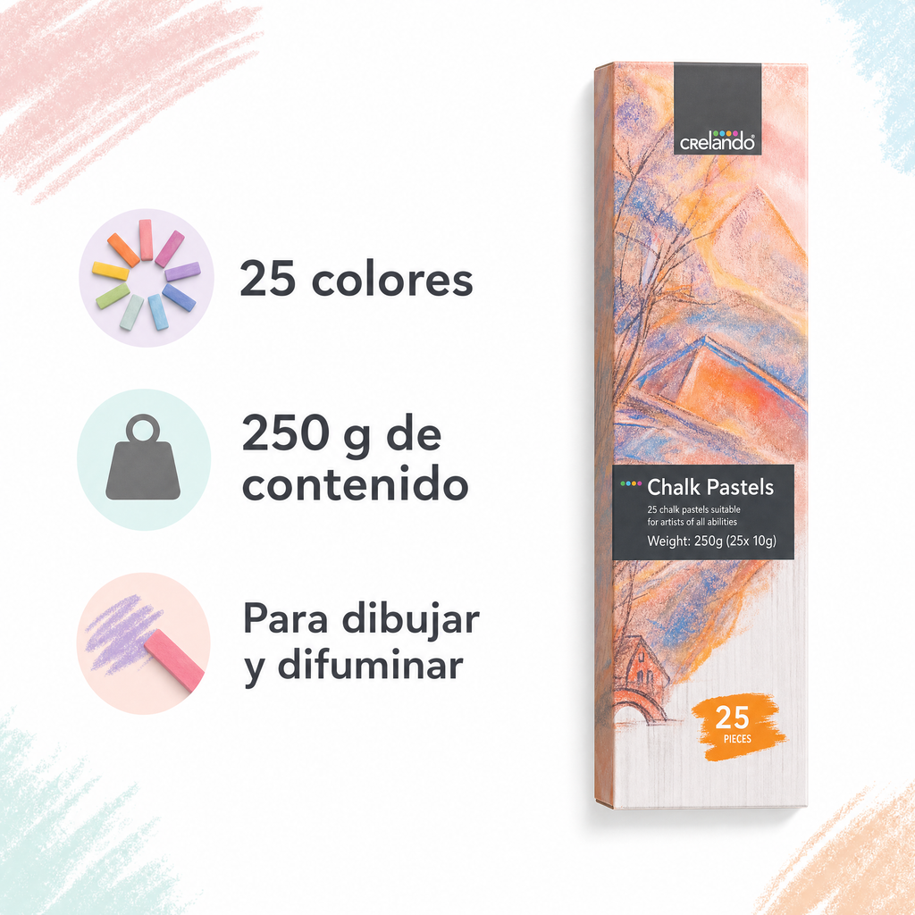 Crelando Set de 25 Pasteles de Tiza 250 g