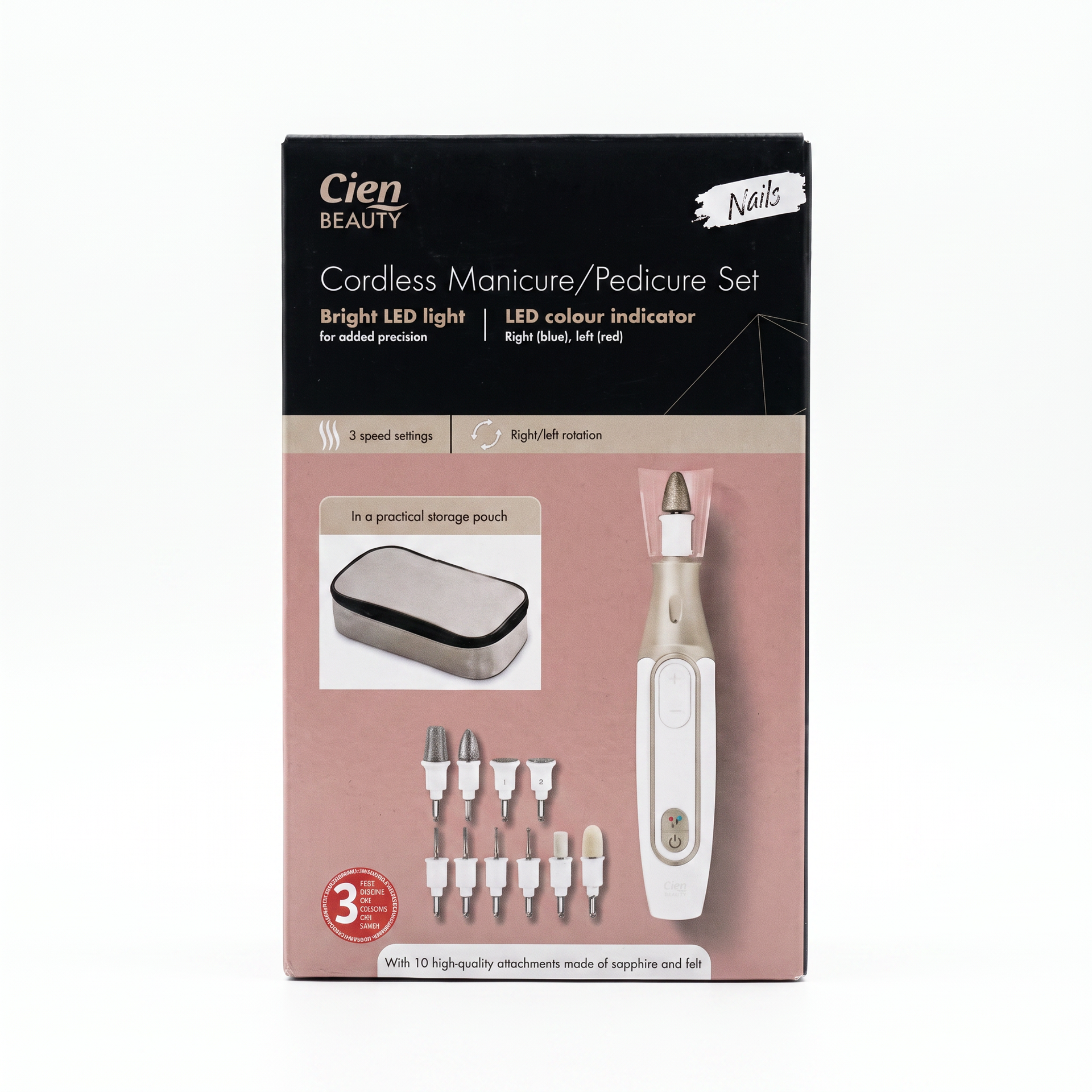 Cien Beauty Set Manicura y Pedicura Inalámbrico 10 Accesorios