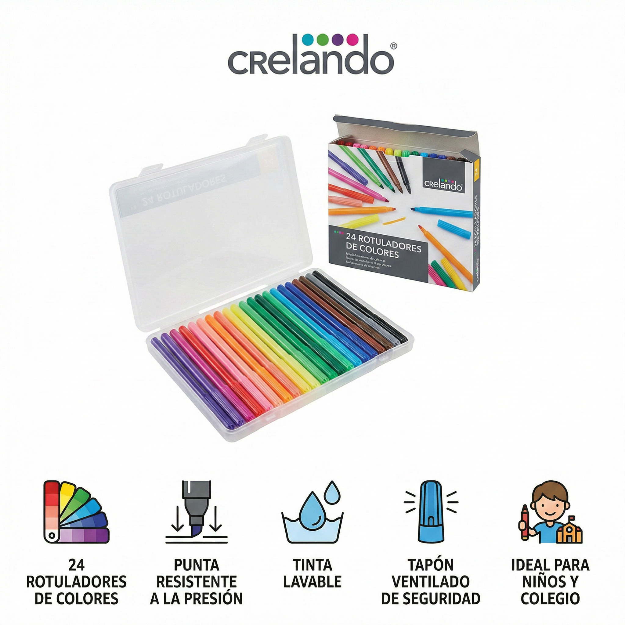 Rotuladores de Colores Crelando 24 uds