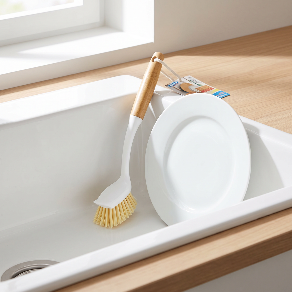 AquaPur Cepillo para Lavar Platos con Mango de Bambú