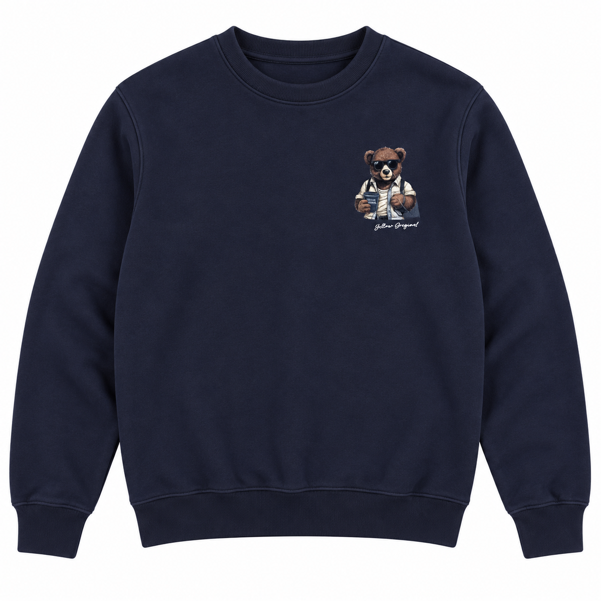 Sudadera Yellow Skin azul marino con oso en pecho izquierdo · principal