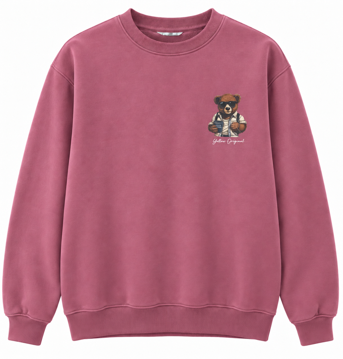 Sudadera Yellow Skin rosa con oso · Talla XXL · detalle