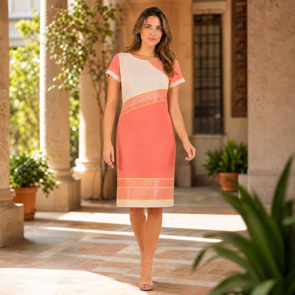 Vestido Salmón con Lentejuelas · Tallas 38 y 40 | Rac & Tac