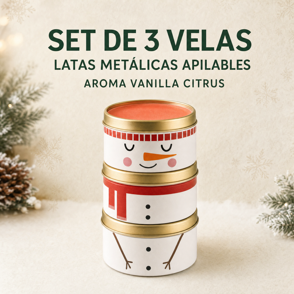 HOME CREATION Set de 3 Velas Apilables Vanilla Citrus