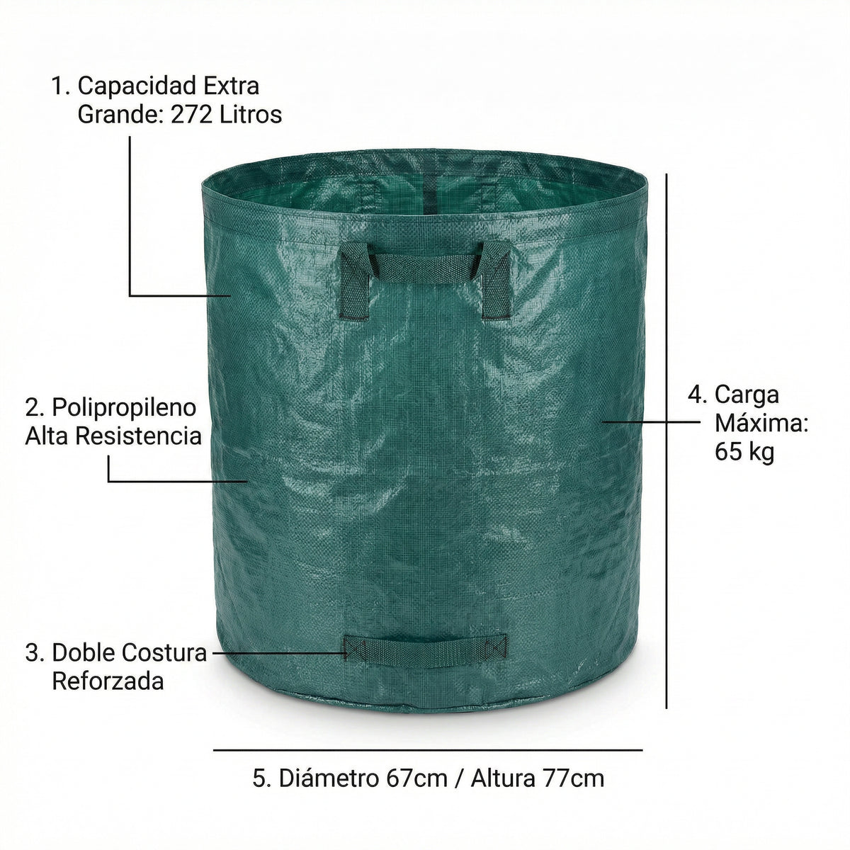 Saco de Jardín Gardenline 272L Verde