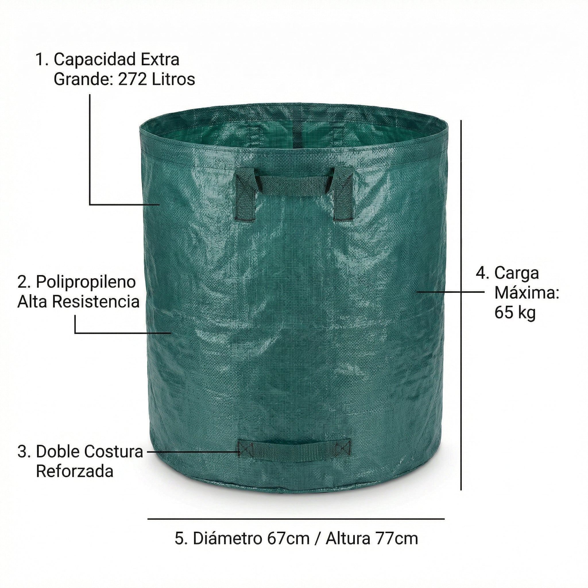 Saco de Jardín Gardenline 272L Verde