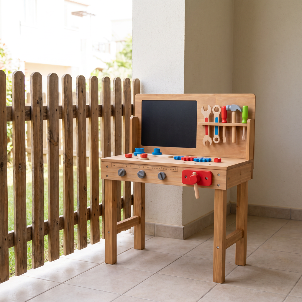 Playtive Banco de Trabajo Infantil de Madera Exterior – 44 Piezas