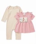 Set Pelele Bebé Lily & Dan — Rosa y Beige