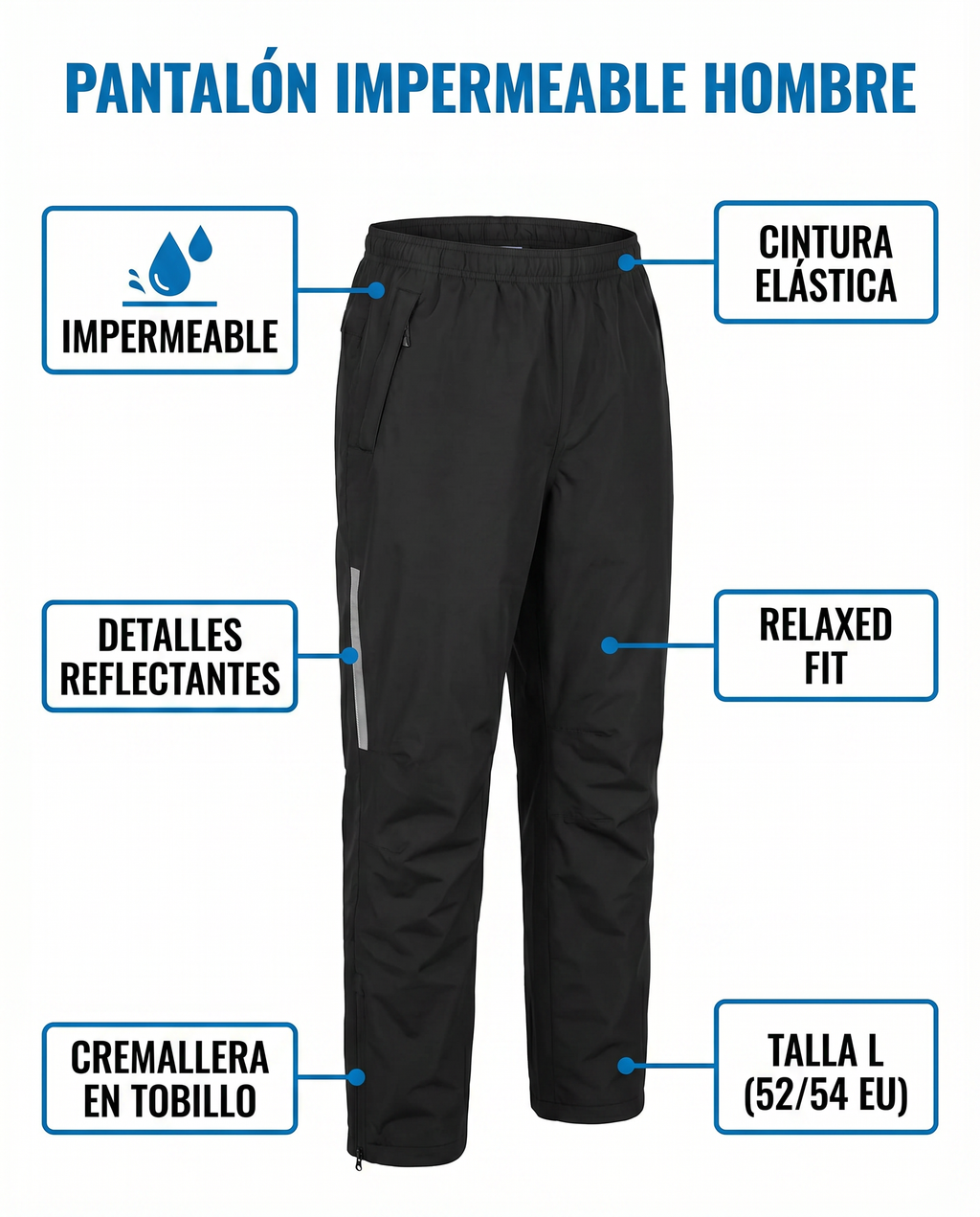 Pantalón Impermeable Hombre — Negro