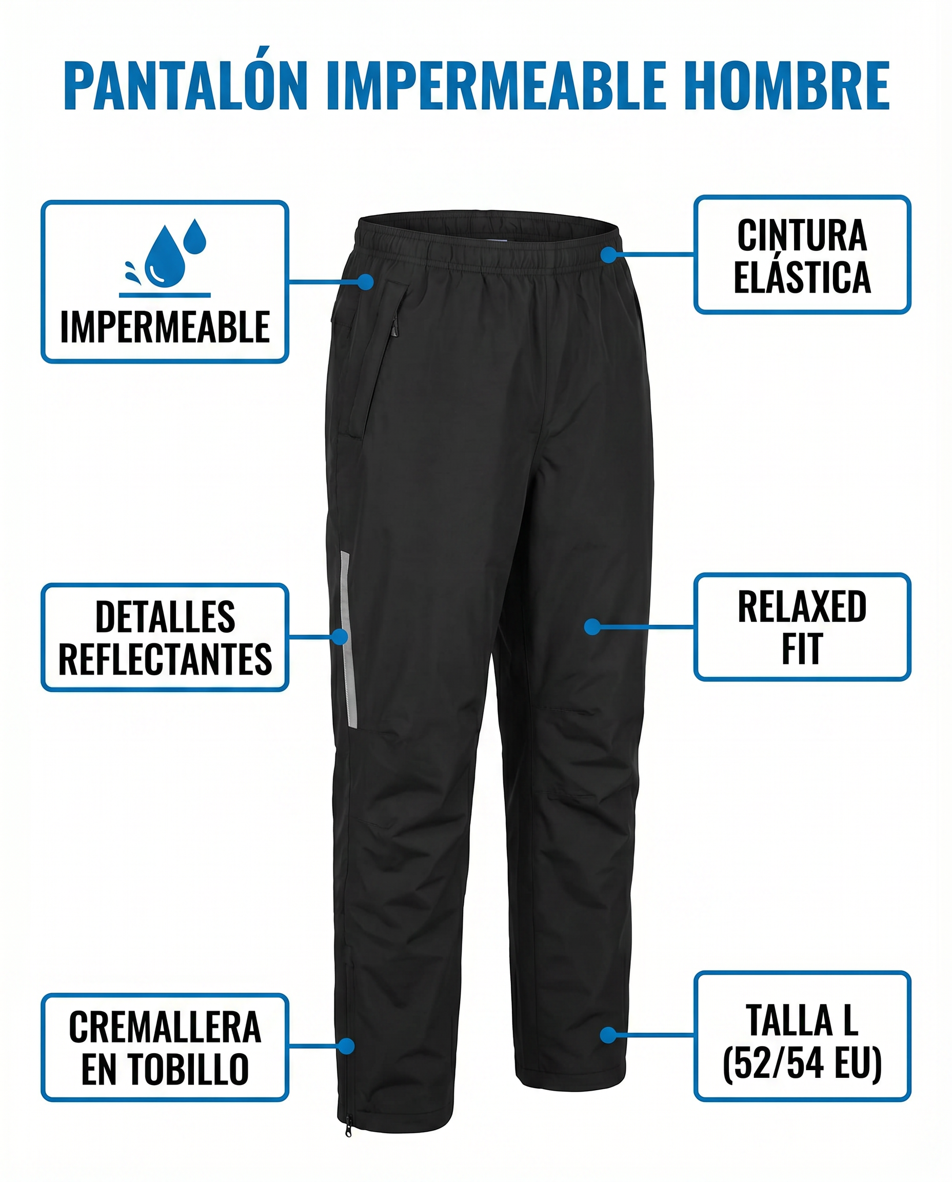 Pantalón Impermeable Hombre — Negro