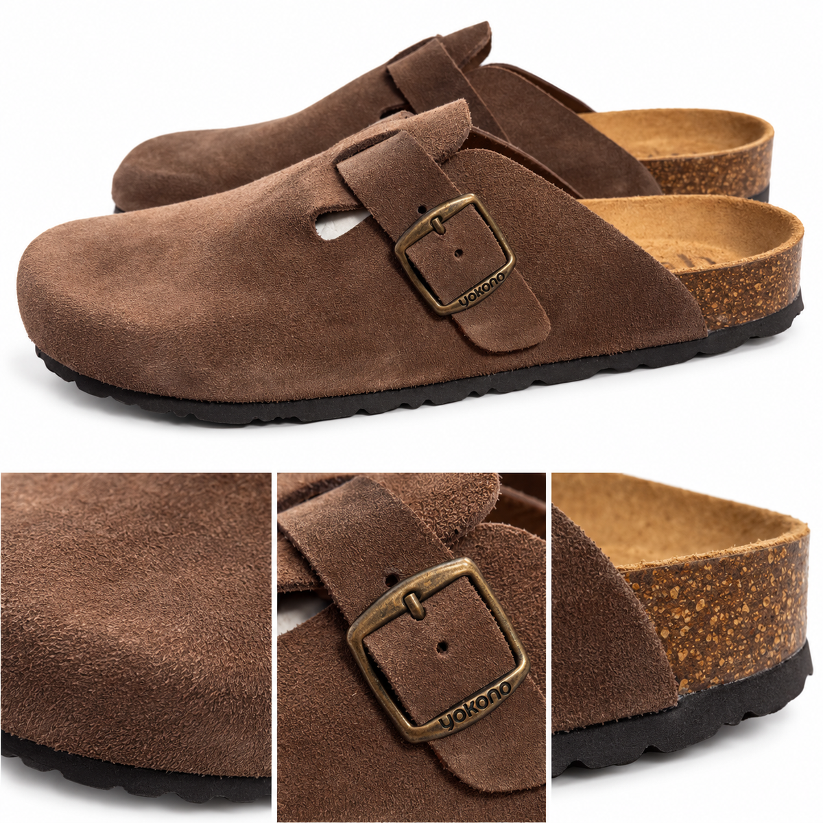 Yokono 599CRO: textura, hebilla y base
