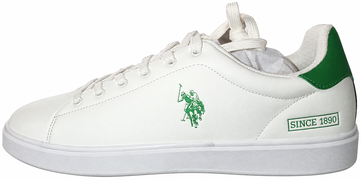Zapatillas U.S. Polo Assn CAMPY004C blancas y verdes — talla 45, detalle