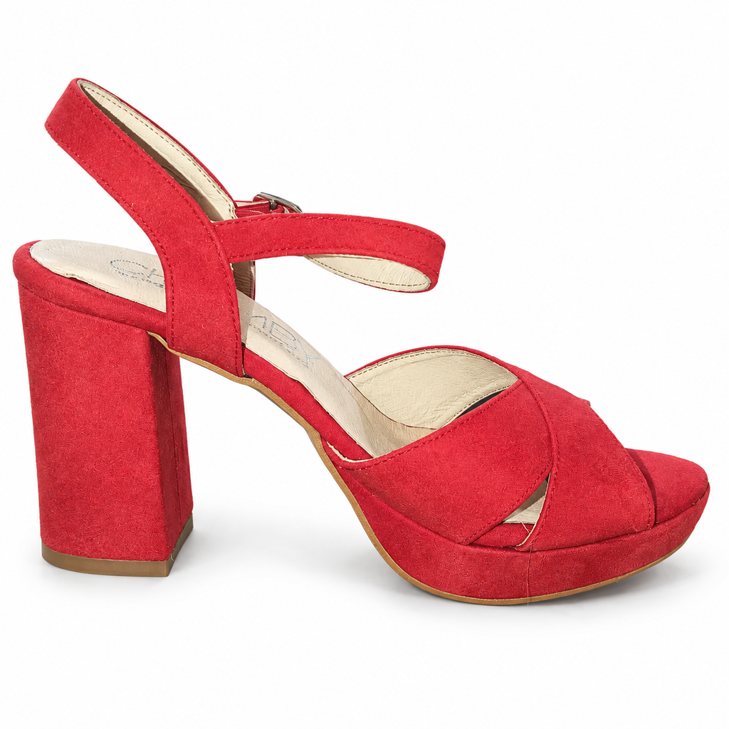 Sandalias Chamby 7300 rojas con plataforma · Talla 35 — vista sobre fondo blanco