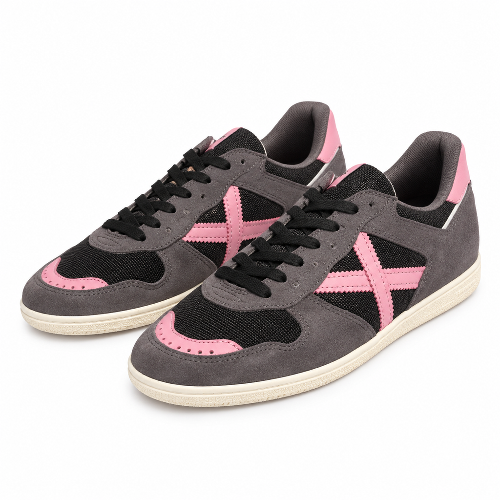 Zapatillas Munich gris, negro y rosa, imagen principal