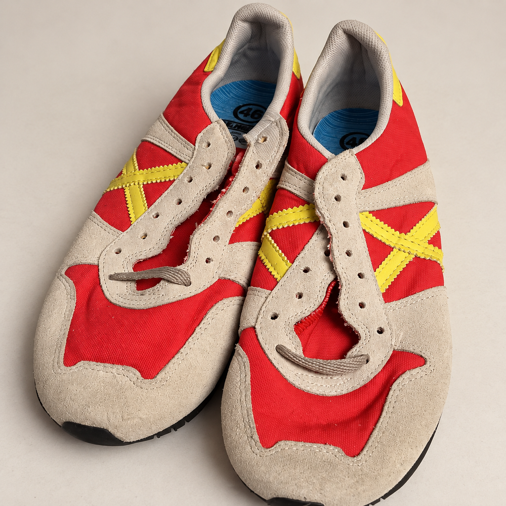 Munich rojas y crema talla46 con X amarilla y cordones incompletos — características