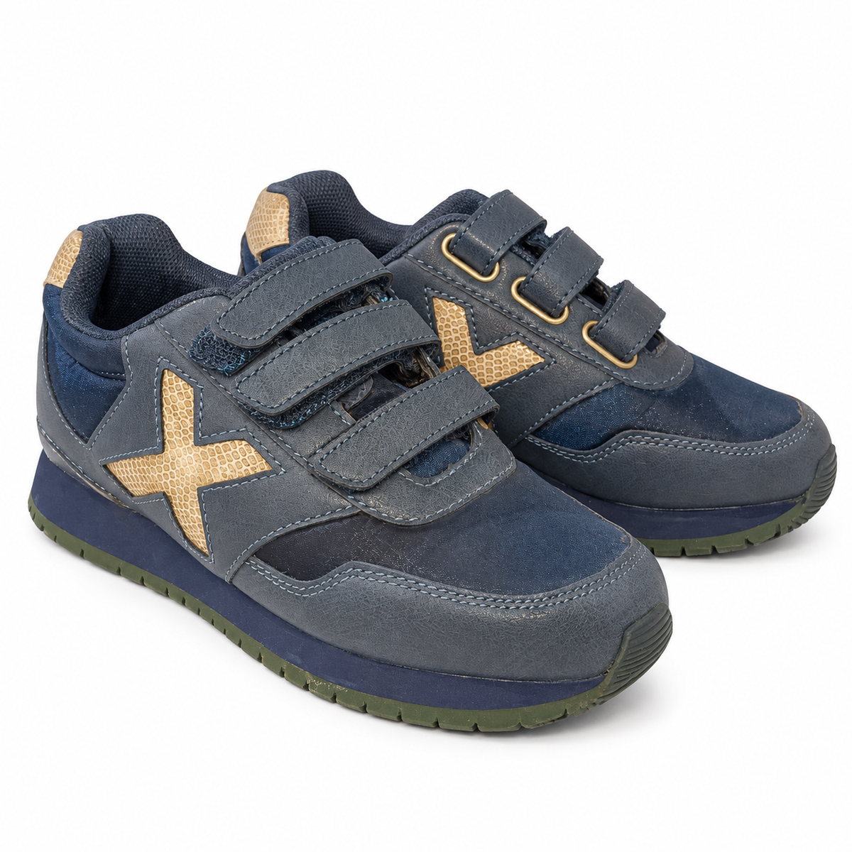 Munich marino triple cierre y X camel talla32 — portada blanca