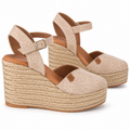 Sandalias Popa Benisa Grabado Beige con Cuña para Mujer - vista principal