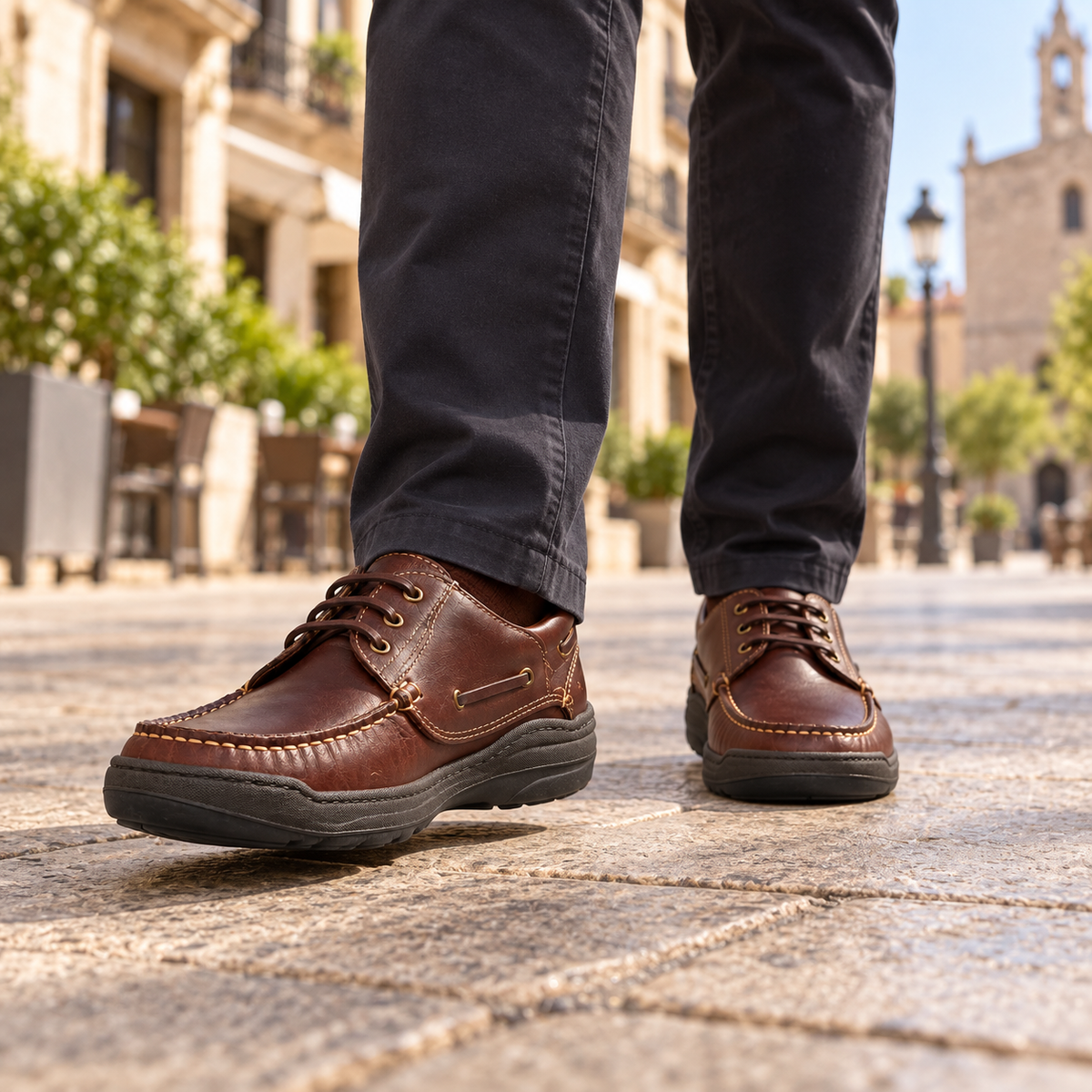 Zapatos Fleximax 6000 Pull Rojizo de Piel para Hombre en uso