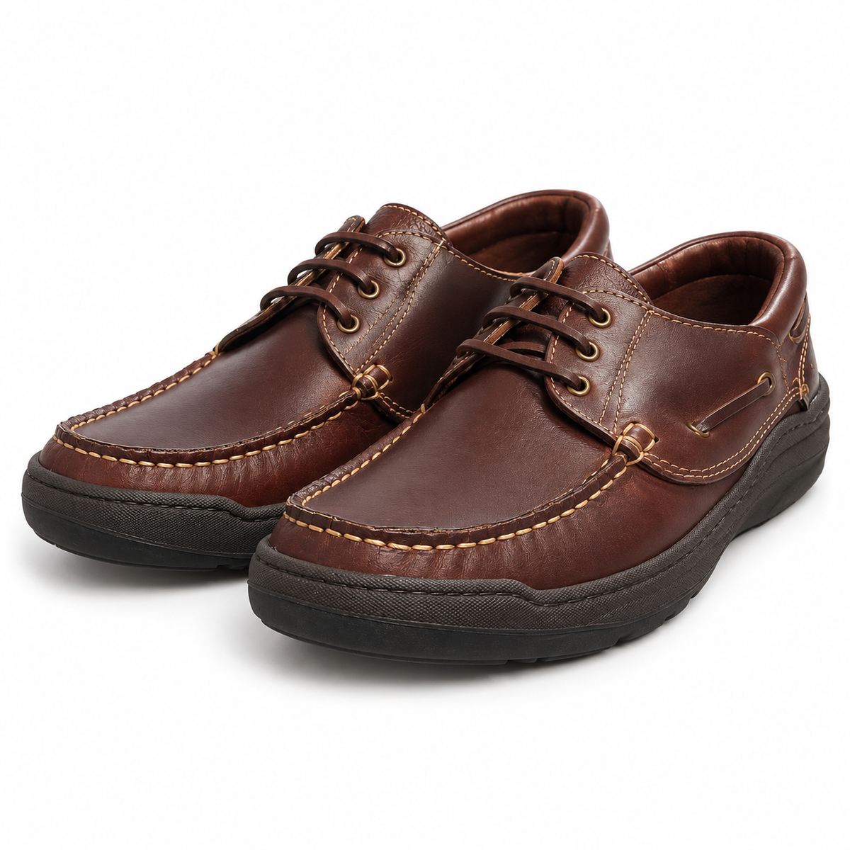 Zapatos Fleximax 6000 Pull Rojizo de Piel para Hombre sobre fondo blanco