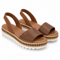 Sandalias Saona Bicolor Cuero con Plataforma de Yute para Mujer sobre fondo blanco